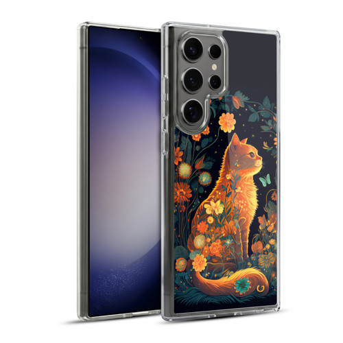 JK Stewart Key Art Orange Cat Sitting Soft Gel Case for Samsung Galaxy S23 Ultra 5G & MagSafe