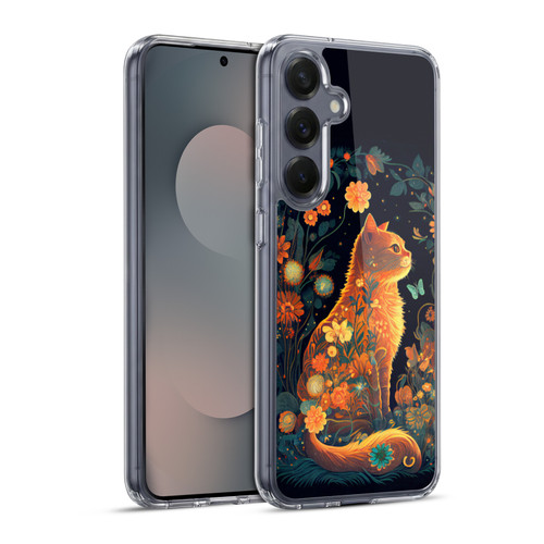 JK Stewart Key Art Orange Cat Sitting Soft Gel Case for Samsung Galaxy S25+ & MagSafe