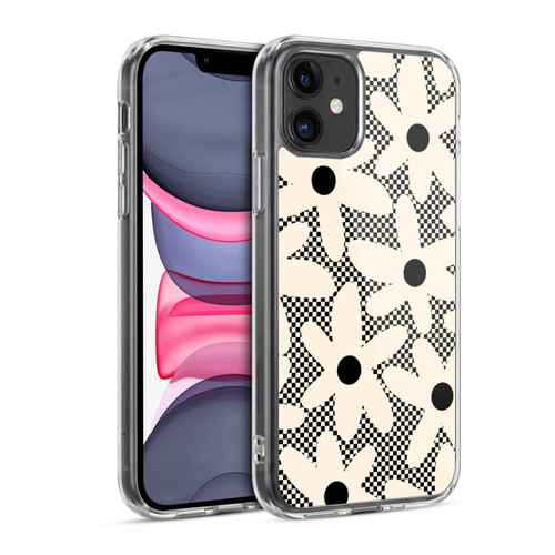 Kierkegaard Design Studio Retro Abstract Patterns Daisy Black Cream Dots Check Soft Gel Case for Apple iPhone 11