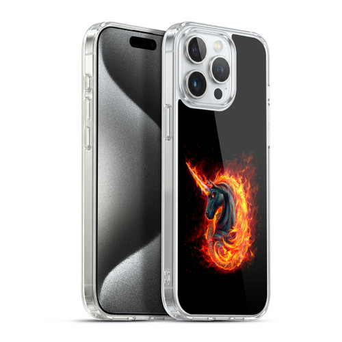 Christos Karapanos Dark Hours Unicorn Black Fire Soft Gel Case for Apple iPhone 15 Pro Max & MagSafe