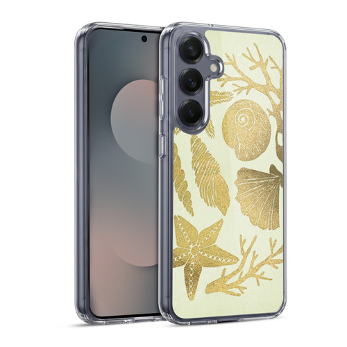 Cat Coquillette Sea Seashells Gold Soft Gel Case for Samsung Galaxy S25 & MagSafe
