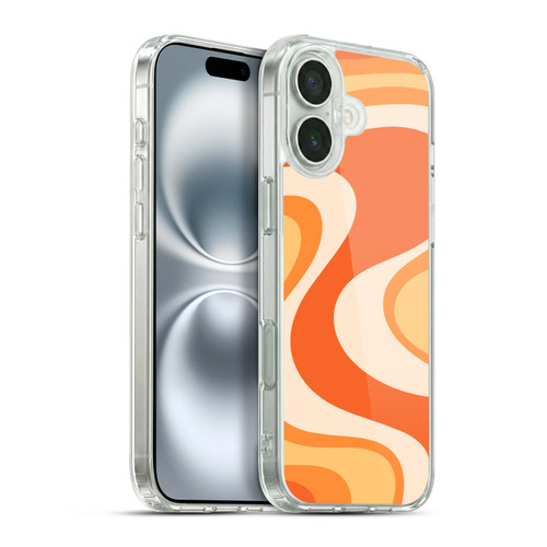 Kierkegaard Design Studio Retro Abstract Patterns Tangerine Wave Machine Soft Gel Case for Apple iPhone 16 Plus & MagSafe