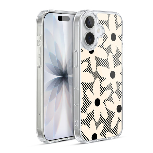 Kierkegaard Design Studio Retro Abstract Patterns Daisy Black Cream Dots Check Soft Gel Case for Apple iPhone 17