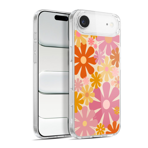 Kierkegaard Design Studio Retro Abstract Patterns Pink Orange Thulian Flowers Soft Gel Case for Apple iPhone 17 Air