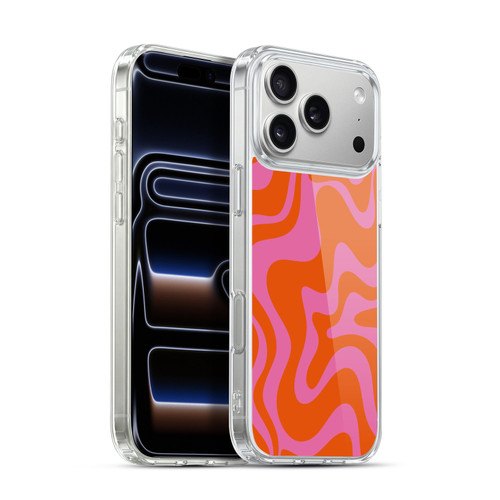 Kierkegaard Design Studio Retro Abstract Patterns Hot Pink Orange Swirl Soft Gel Case for Apple iPhone 17 Pro Max