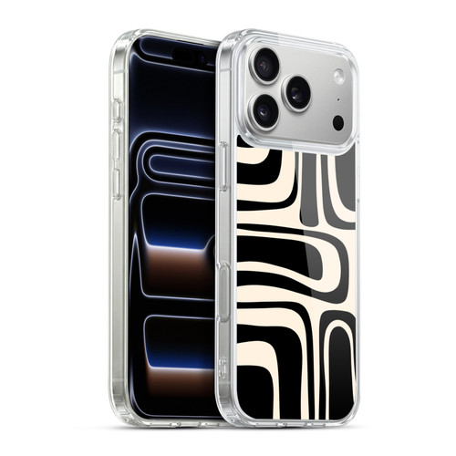 Kierkegaard Design Studio Retro Abstract Patterns Palm Springs Black Cream Soft Gel Case for Apple iPhone 17 Pro Max