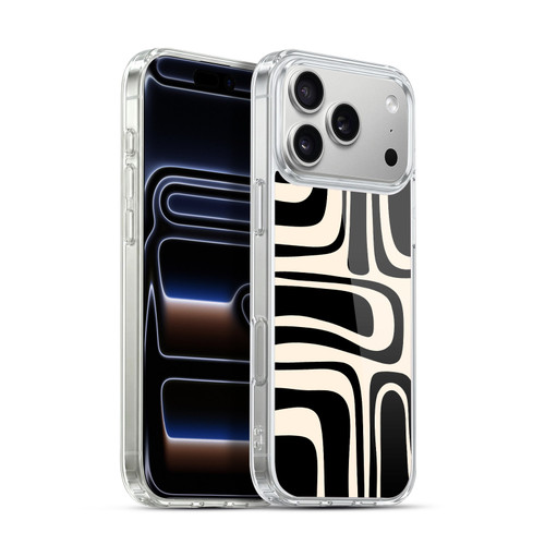 Kierkegaard Design Studio Retro Abstract Patterns Palm Springs Black Cream Soft Gel Case for Apple iPhone 17 Pro Max