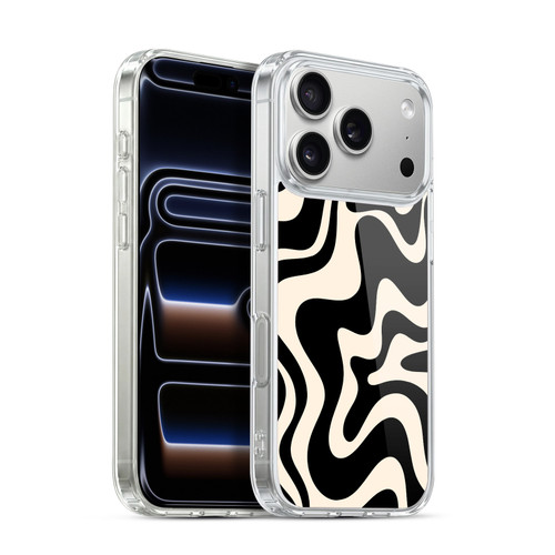 Kierkegaard Design Studio Retro Abstract Patterns Black Almond Cream Swirl Soft Gel Case for Apple iPhone 17 Pro