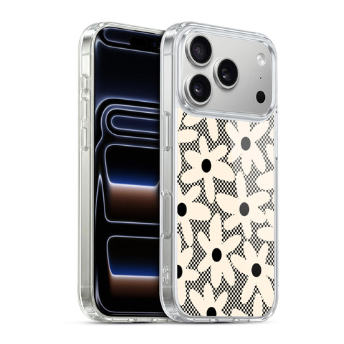 Kierkegaard Design Studio Retro Abstract Patterns Daisy Black Cream Dots Check Soft Gel Case for Apple iPhone 17 Pro