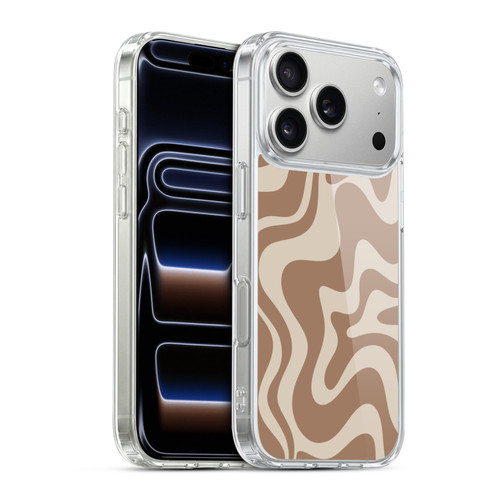 Kierkegaard Design Studio Retro Abstract Patterns Milk Brown Beige Swirl Soft Gel Case for Apple iPhone 17 Pro