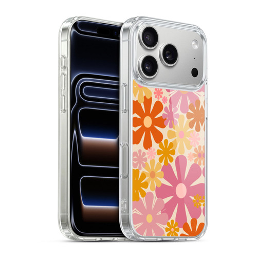 Kierkegaard Design Studio Retro Abstract Patterns Pink Orange Thulian Flowers Soft Gel Case for Apple iPhone 17 Pro