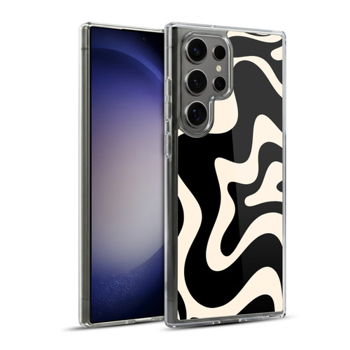 Kierkegaard Design Studio Retro Abstract Patterns Black Almond Cream Swirl Soft Gel Case for Samsung Galaxy S23 Ultra 5G & MagSafe