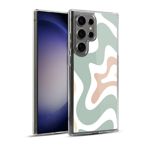 Kierkegaard Design Studio Retro Abstract Patterns Celadon Sage Swirl Soft Gel Case for Samsung Galaxy S23 Ultra 5G & MagSafe