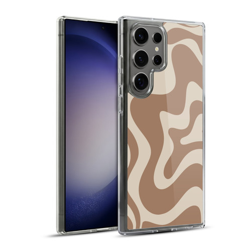 Kierkegaard Design Studio Retro Abstract Patterns Milk Brown Beige Swirl Soft Gel Case for Samsung Galaxy S23 Ultra 5G & MagSafe
