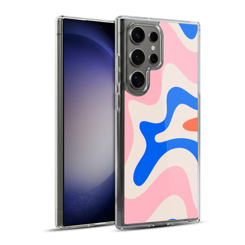 Kierkegaard Design Studio Retro Abstract Patterns Pink Blue Orange Swirl Soft Gel Case for Samsung Galaxy S23 Ultra 5G & MagSafe