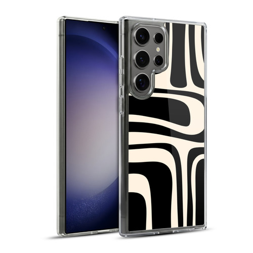 Kierkegaard Design Studio Retro Abstract Patterns Palm Springs Black Cream Soft Gel Case for Samsung Galaxy S23 Ultra 5G & MagSafe