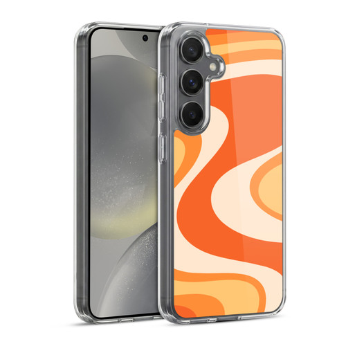 Kierkegaard Design Studio Retro Abstract Patterns Tangerine Wave Machine Soft Gel Case for Samsung Galaxy S24 5G & MagSafe
