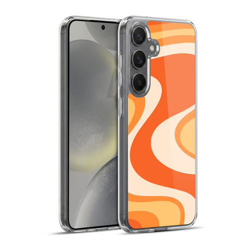 Kierkegaard Design Studio Retro Abstract Patterns Tangerine Wave Machine Soft Gel Case for Samsung Galaxy S24+ 5G & MagSafe