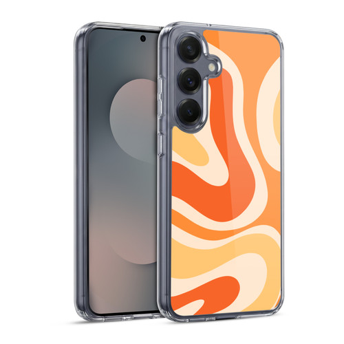 Kierkegaard Design Studio Retro Abstract Patterns Modern Orange Tangerine Swirl Soft Gel Case for Samsung Galaxy S25 & MagSafe