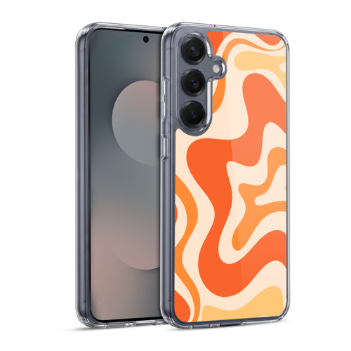 Kierkegaard Design Studio Retro Abstract Patterns Tangerine Orange Tone Soft Gel Case for Samsung Galaxy S25 & MagSafe