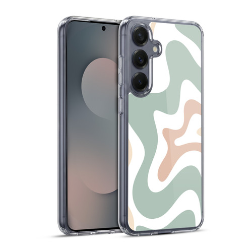 Kierkegaard Design Studio Retro Abstract Patterns Celadon Sage Swirl Soft Gel Case for Samsung Galaxy S25+ & MagSafe
