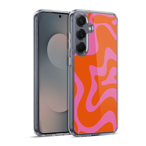 Kierkegaard Design Studio Retro Abstract Patterns Hot Pink Orange Swirl Soft Gel Case for Samsung Galaxy S25+ & MagSafe