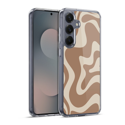 Kierkegaard Design Studio Retro Abstract Patterns Milk Brown Beige Swirl Soft Gel Case for Samsung Galaxy S25+ & MagSafe