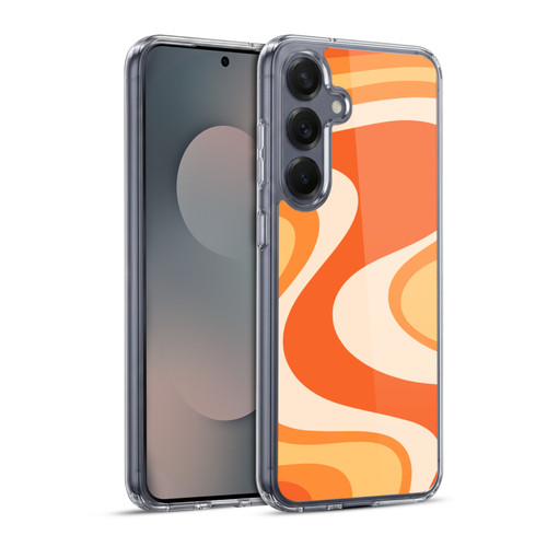 Kierkegaard Design Studio Retro Abstract Patterns Tangerine Wave Machine Soft Gel Case for Samsung Galaxy S25+ & MagSafe