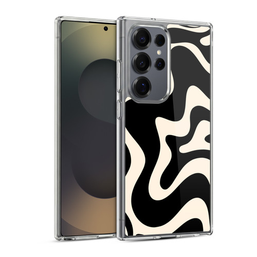 Kierkegaard Design Studio Retro Abstract Patterns Black Almond Cream Swirl Soft Gel Case for Samsung Galaxy S25 Ultra & MagSafe