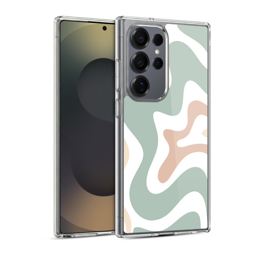 Kierkegaard Design Studio Retro Abstract Patterns Celadon Sage Swirl Soft Gel Case for Samsung Galaxy S25 Ultra & MagSafe