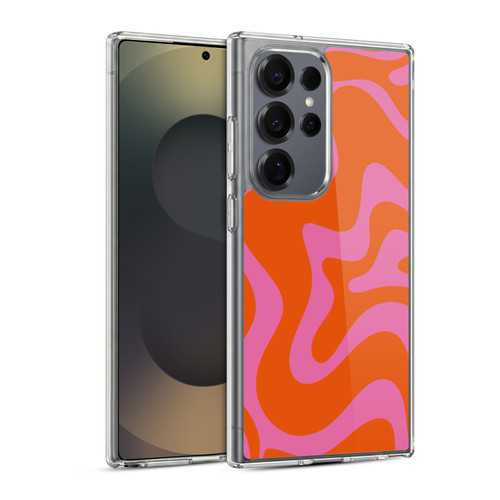 Kierkegaard Design Studio Retro Abstract Patterns Hot Pink Orange Swirl Soft Gel Case for Samsung Galaxy S25 Ultra & MagSafe