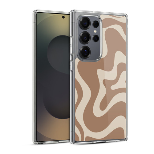 Kierkegaard Design Studio Retro Abstract Patterns Milk Brown Beige Swirl Soft Gel Case for Samsung Galaxy S25 Ultra & MagSafe