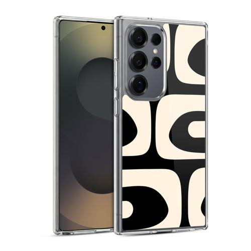 Kierkegaard Design Studio Retro Abstract Patterns Modern Piquet Black Cream Soft Gel Case for Samsung Galaxy S25 Ultra & MagSafe