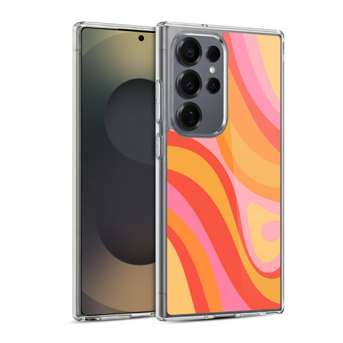 Kierkegaard Design Studio Retro Abstract Patterns Pink Orange Yellow Swirl Soft Gel Case for Samsung Galaxy S25 Ultra & MagSafe
