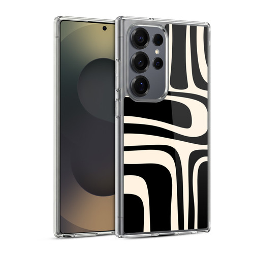 Kierkegaard Design Studio Retro Abstract Patterns Palm Springs Black Cream Soft Gel Case for Samsung Galaxy S25 Ultra & MagSafe