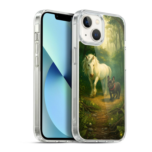 Klaudia Senator French Bulldog Unicorn Forest Soft Gel Case for Apple iPhone 13