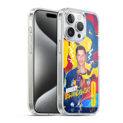 FC Barcelona 2022/23 First Team Robert Lewandowski Soft Gel Case for Apple iPhone 15 Pro & MagSafe