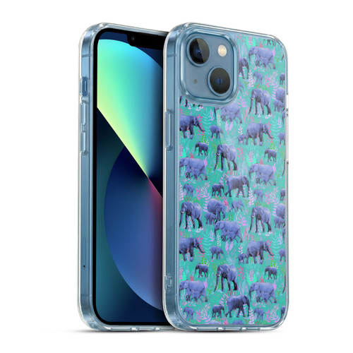 Micklyn Le Feuvre Animals Sweet Elephants Soft Gel Case for Apple iPhone 13 Mini & MagSafe