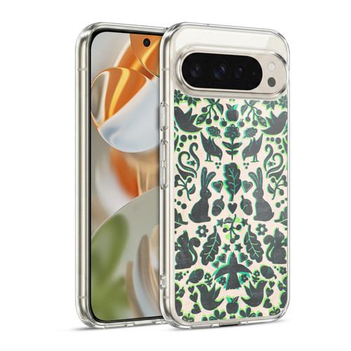Micklyn Le Feuvre Animals Two Rabbits Folk Art Pattern Soft Gel Case for Google Pixel 9 / Pixel 9 Pro