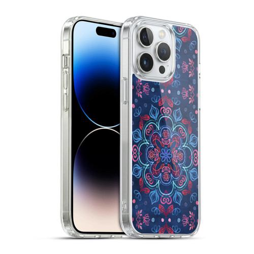 Micklyn Le Feuvre Mandala Cherry Red and Navy Blue Soft Gel Case for Apple iPhone 14 Pro Max & MagSafe