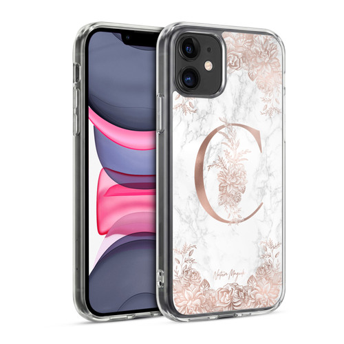 Nature Magick Rose Gold Marble Monogram Letter C Soft Gel Case for Apple iPhone 11