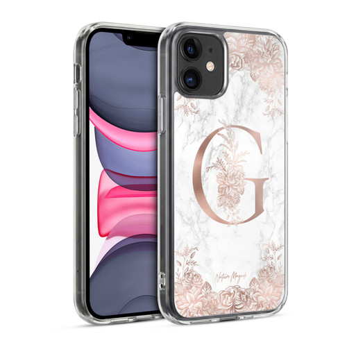 Nature Magick Rose Gold Marble Monogram Letter G Soft Gel Case for Apple iPhone 11