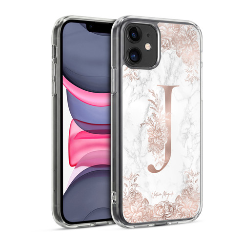 Nature Magick Rose Gold Marble Monogram Letter J Soft Gel Case for Apple iPhone 11