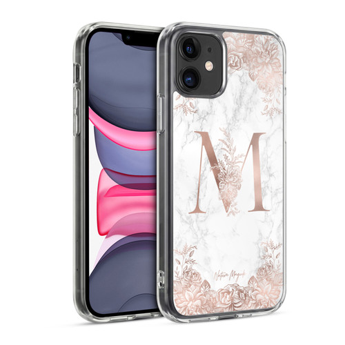 Nature Magick Rose Gold Marble Monogram Letter M Soft Gel Case for Apple iPhone 11