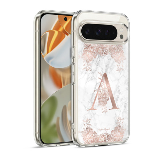 Nature Magick Rose Gold Marble Monogram Letter A Soft Gel Case for Google Pixel 9 / Pixel 9 Pro