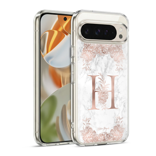 Nature Magick Rose Gold Marble Monogram Letter H Soft Gel Case for Google Pixel 9 / Pixel 9 Pro