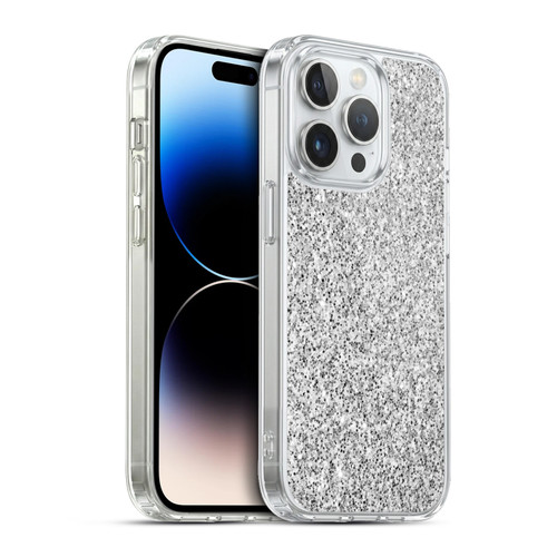 PLdesign Glitter Sparkles Silver Soft Gel Case for Apple iPhone 13 Pro & MagSafe