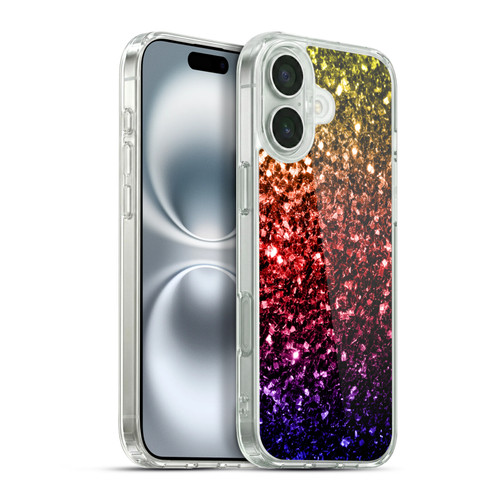 PLdesign Glitter Sparkles Rainbow Soft Gel Case for Apple iPhone 16 Plus & MagSafe