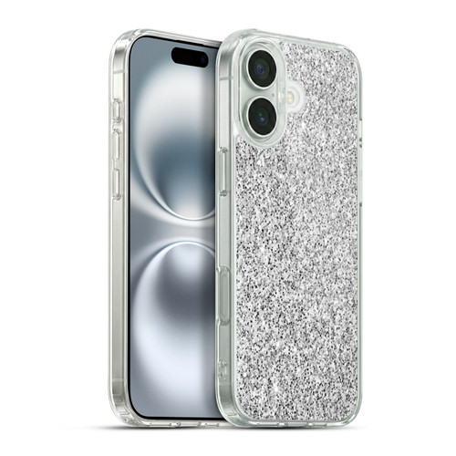 PLdesign Glitter Sparkles Silver Soft Gel Case for Apple iPhone 16 Plus & MagSafe
