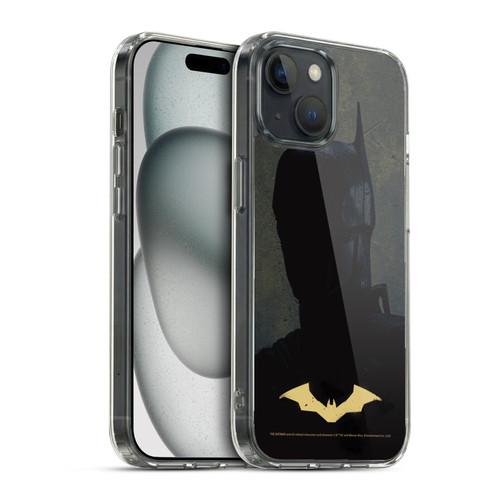 The Batman Neo-Noir Graphics Silhouette Gold Logo Soft Gel Case for Apple iPhone 15 & MagSafe